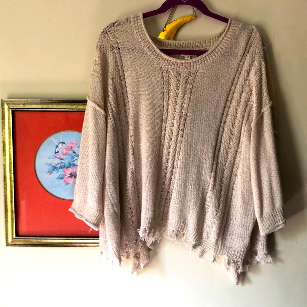 🌟🫶☮️POL tan boho open back sweater